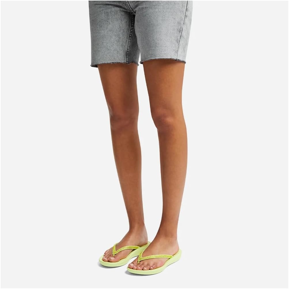 image:imageFitFlop Womens iQushion Sparkle Ergonomic Flip Flops for Walking Lightweight Waterproof Cushioned Thong Sandals for Women with Non Slip Bottom and Arch Support Lightweight Waterproof Walking Sandals wCushioned Comfort amp Arch SupportSunny Lime