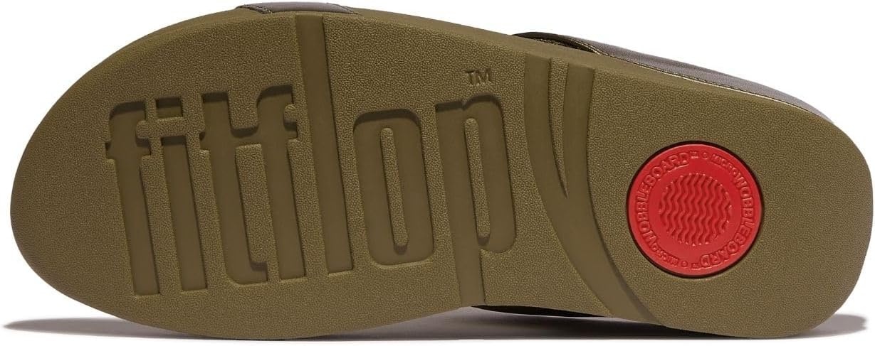 image:imageFitFlop womens Halo Beadcircle Metallic Hbar SlidesMetallic Camogreen