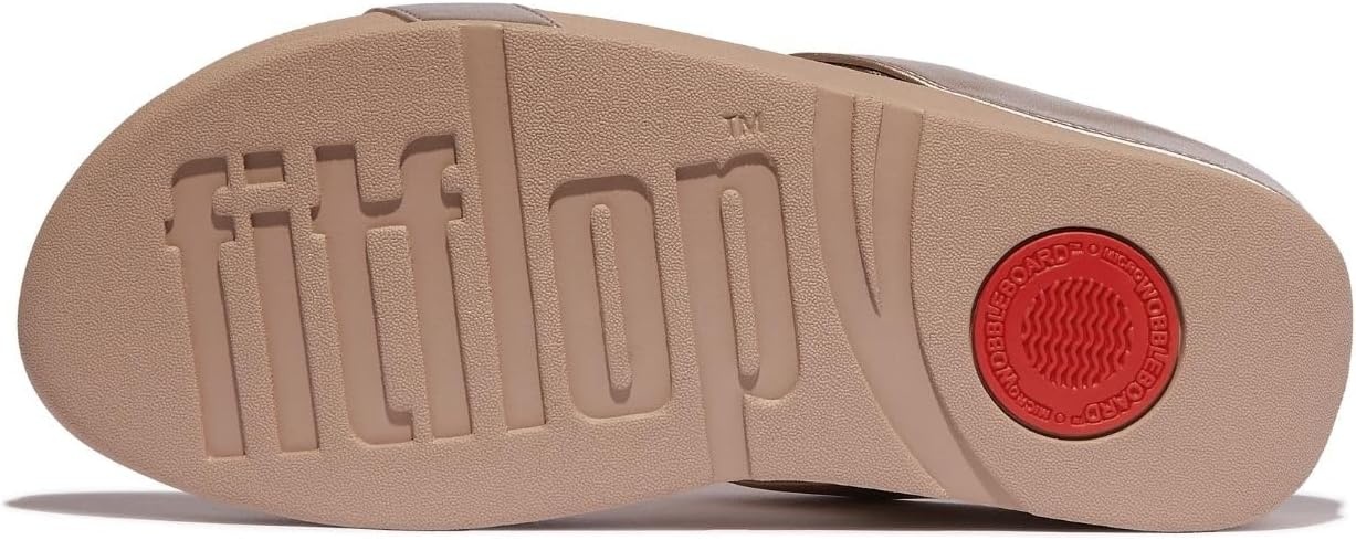 image:imageFitFlop womens Halo Beadcircle Metallic Hbar SlidesMetallic Latte Beige