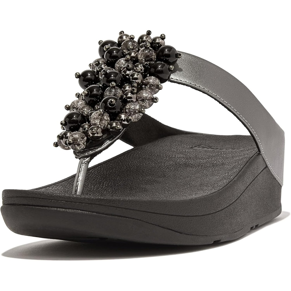 image:imageFitFlop Fino BaubleBead ToePost SandalsPewter Black