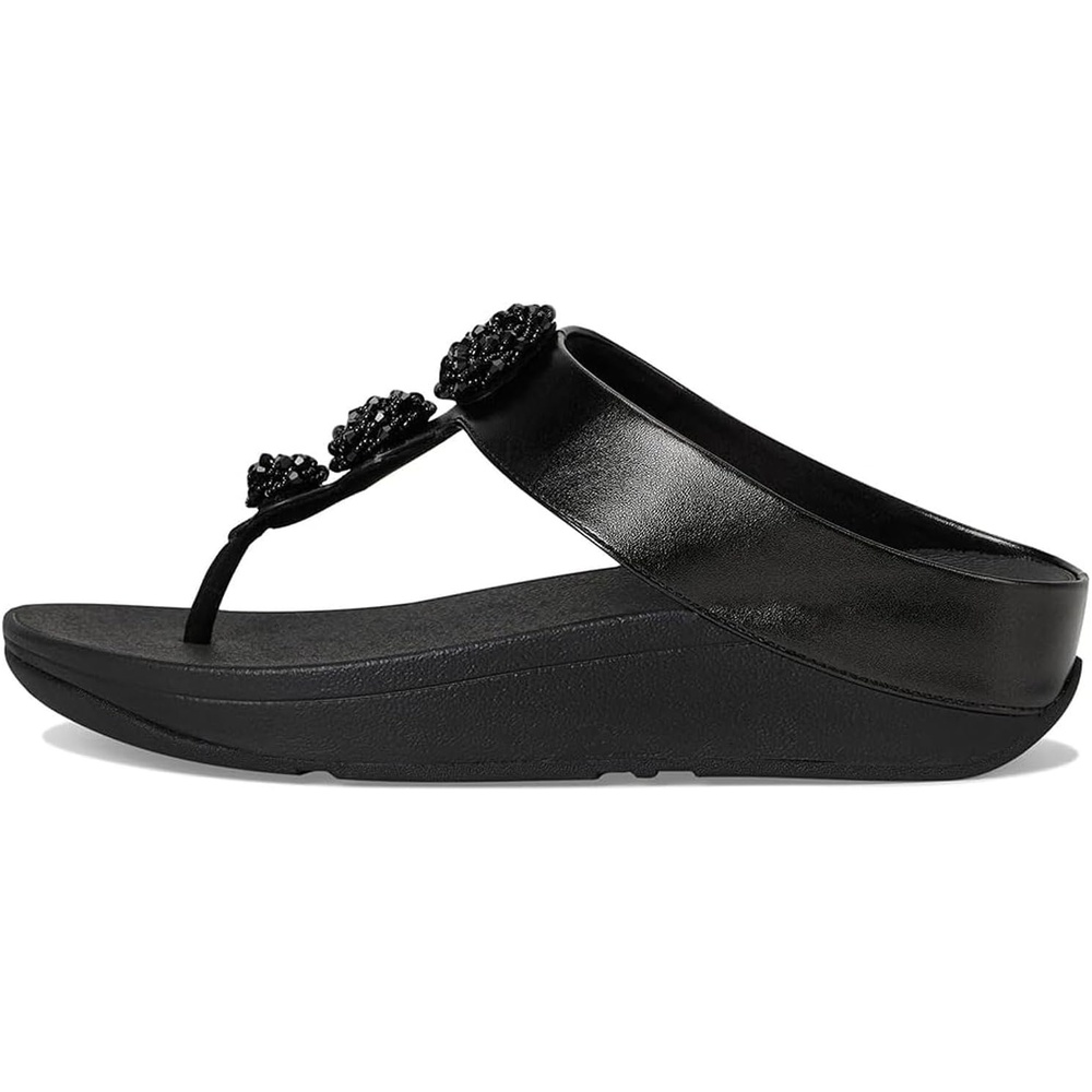 image:imageFitFlop Fino BeadieButton Metallic ToePost SandalsMetallic Black