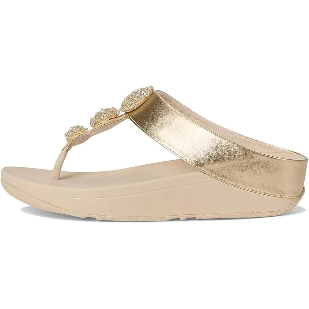 image:imageFitFlop Fino BeadieButton Metallic ToePost SandalsPlatino