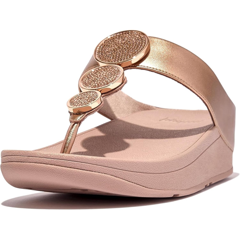 image:imageFitFlop Halo BeadCircle Metallic ToePost SandalsRose Gold