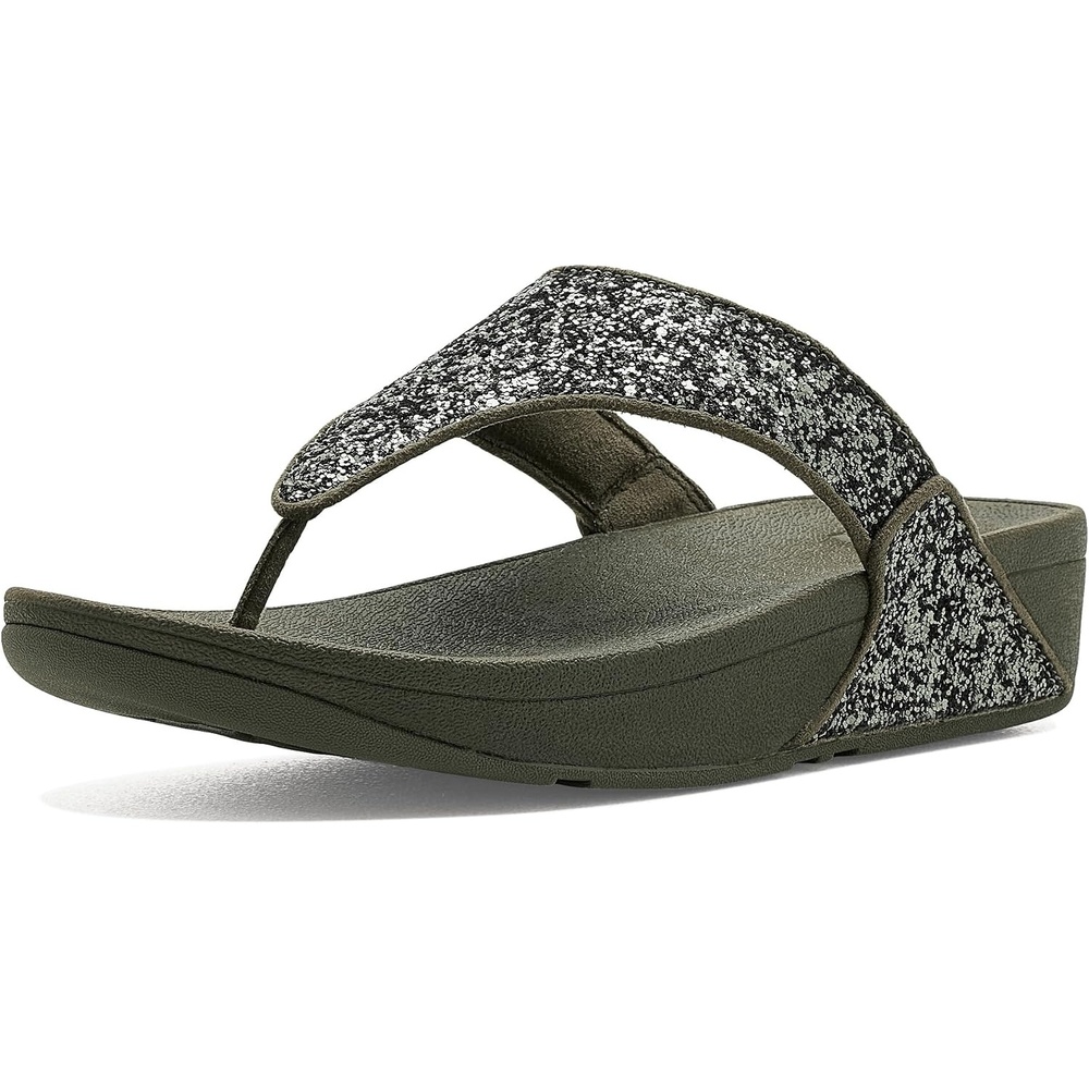image:imageFitFlop Lulu MultiTonal Glitter ToePost SandalsDeep Olive