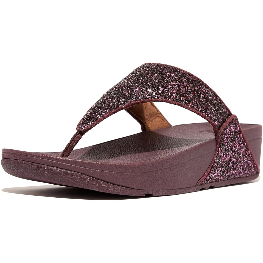 image:imageFitFlop Lulu MultiTonal Glitter ToePost SandalsMetallic Mauve Wine