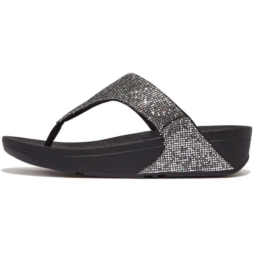 image:imageFitFlop Lulu MultiTonal Glitter ToePost SandalsSilverBlack