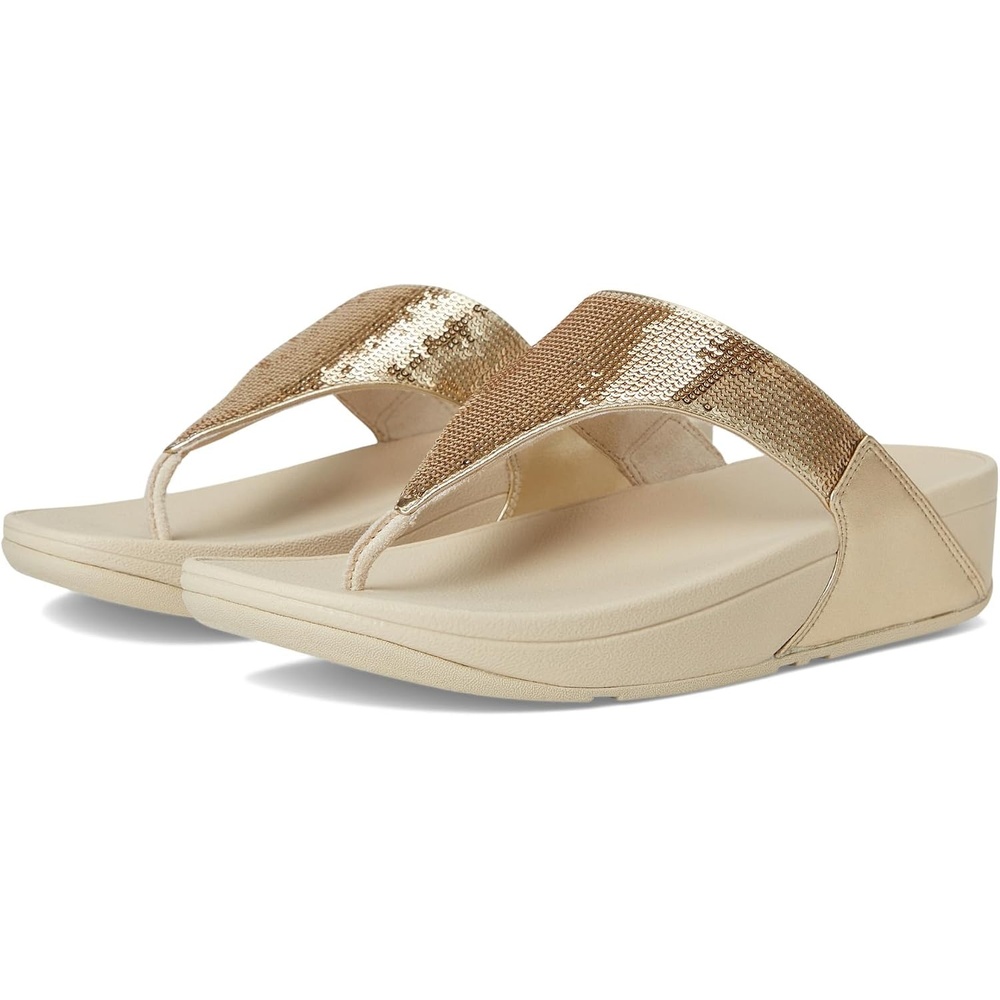 image:imageFitFlop Lulu Sequin ToePost SandalsPlatino