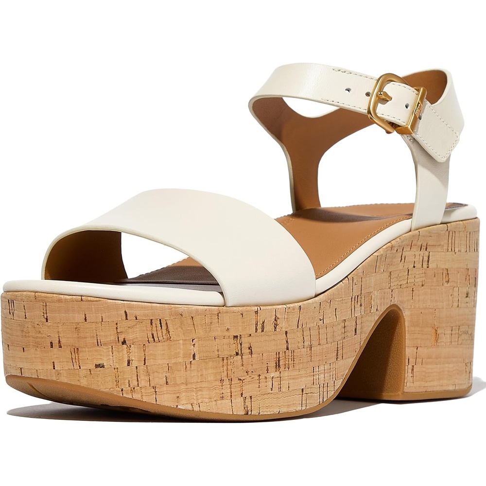 image:imageFitFlop Platfforms LeatherCork Heeled AnkleStrap SandalsParis Beige