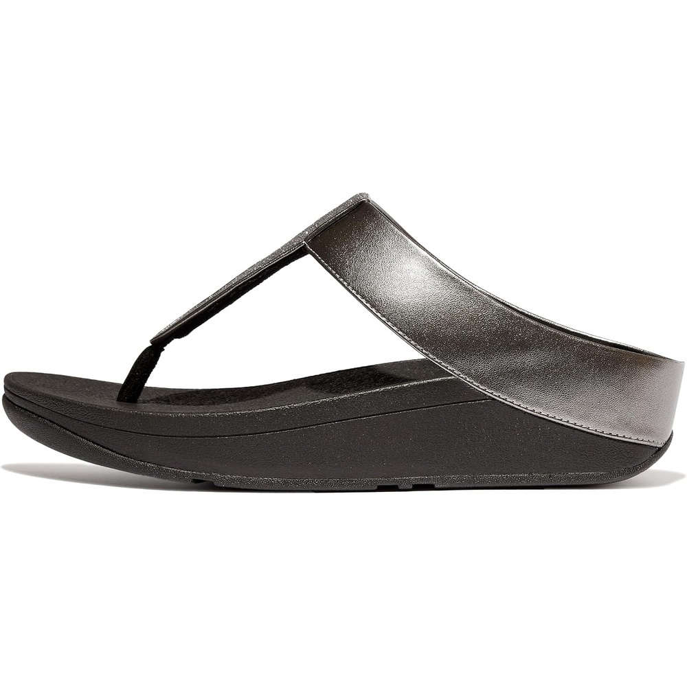 image:imageFitFlop Womens FINO Glitterdust Metallic Toe Post Flip Flop SandalGrey