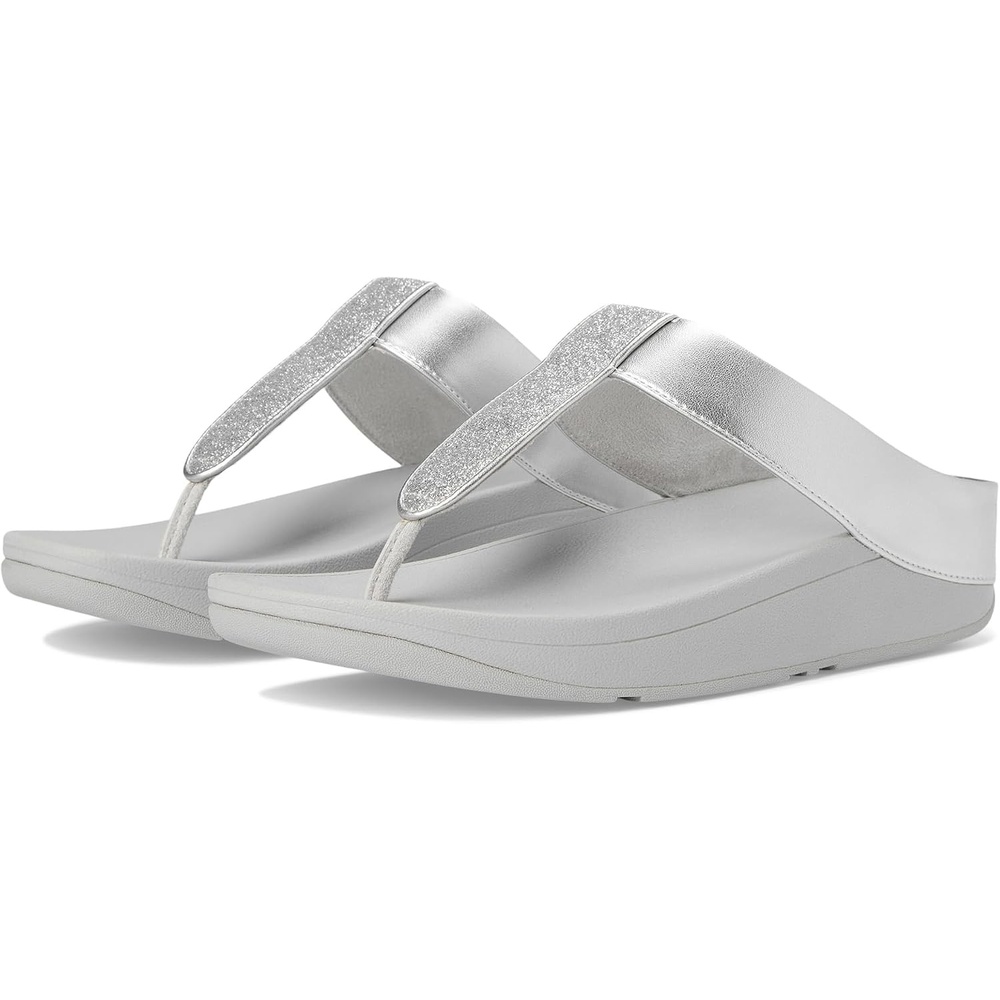 image:imageFitFlop Womens FINO Glitterdust Metallic Toe Post Flip Flop SandalSilver