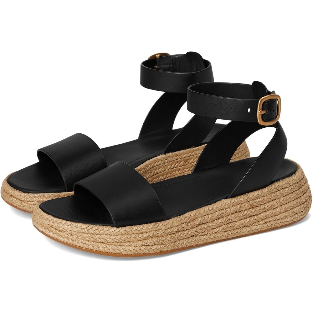 image:imageFitFlop Womens FMODE Espadrille Leather Flatform AnkleStrap SandalBlack