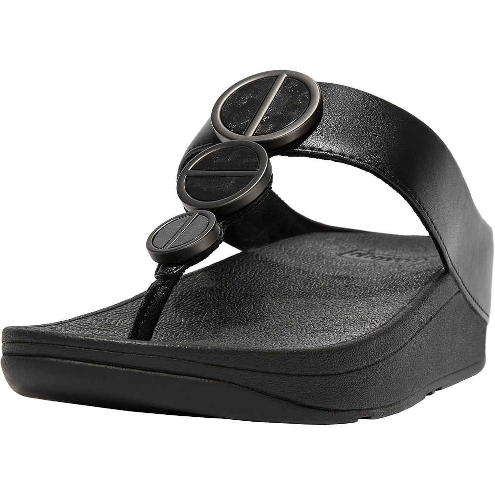 image:imageFitFlop Womens LULU Suede ToePost Sandals Lightweight Summer Walking Sandals with Cushioned Comfort Arch Support amp GripAll Black