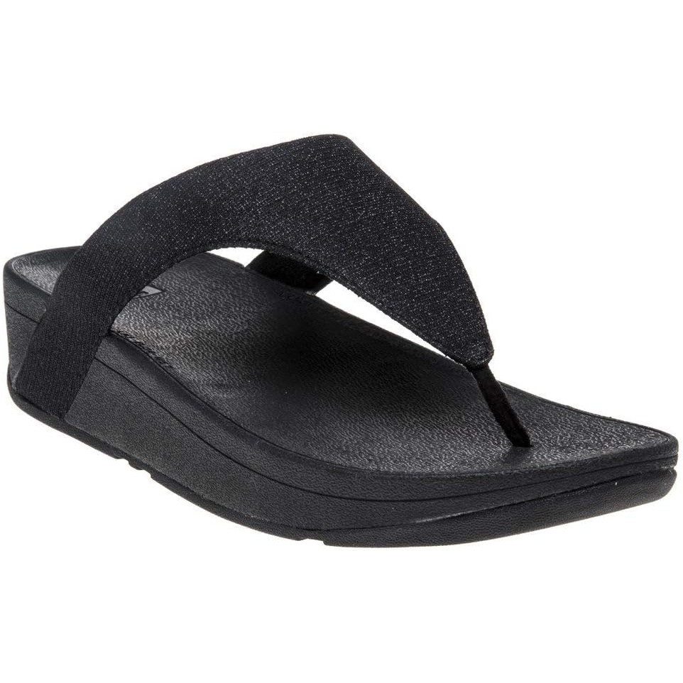 image:imageFitFlop Womens LULU Suede ToePost Sandals Lightweight Summer Walking Sandals with Cushioned Comfort Arch Support amp GripBlack Black 001