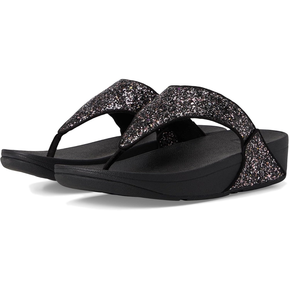 image:imageFitFlop Womens LULU Suede ToePost Sandals Lightweight Summer Walking Sandals with Cushioned Comfort Arch Support amp GripBlack Multi