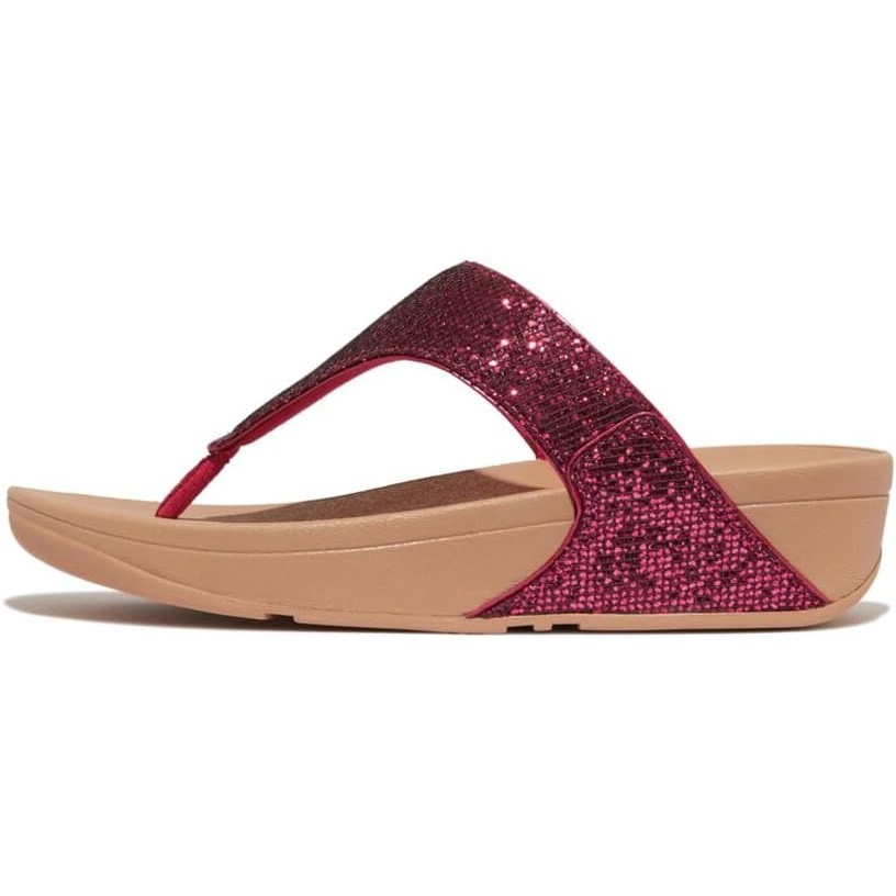 image:imageFitFlop Womens LULU Suede ToePost Sandals  Lightweight Summer Walking Sandals with Cushioned Comfort Arch Support amp GripMetallic Wild Raspberry