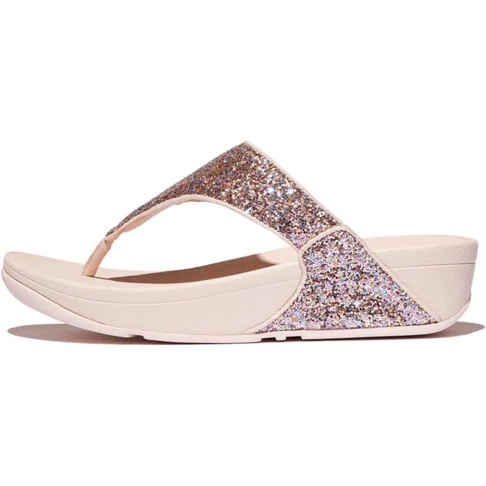 image:imageFitFlop Womens LULU Suede ToePost Sandals Lightweight Summer Walking Sandals with Cushioned Comfort Arch Support amp GripNude Rose Mix