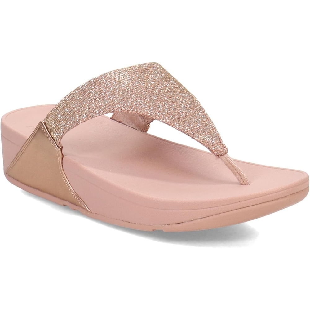 image:imageFitFlop Womens LULU Suede ToePost Sandals Lightweight Summer Walking Sandals with Cushioned Comfort Arch Support amp GripRose Gold