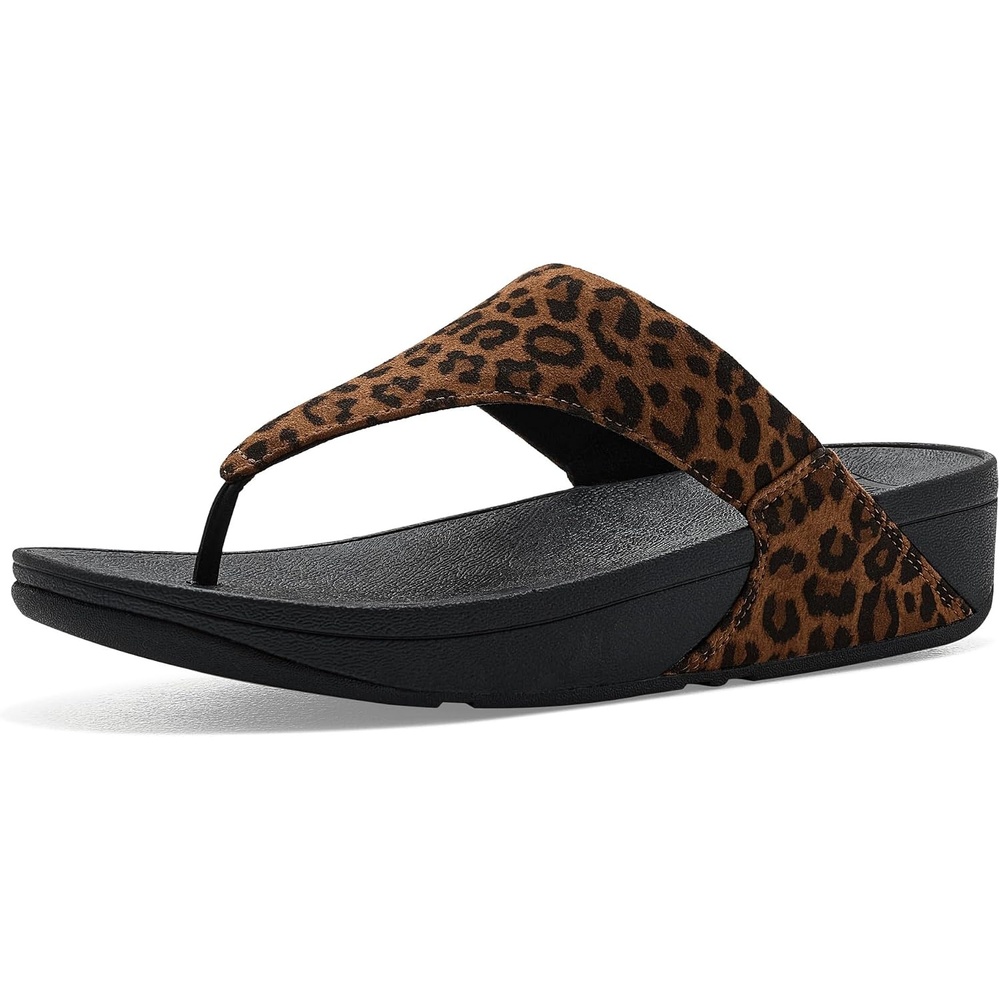 image:imageFitFlop Womens LULU Suede ToePost Sandals Lightweight Summer Walking Sandals with Cushioned Comfort Arch Support amp GripTanBlack