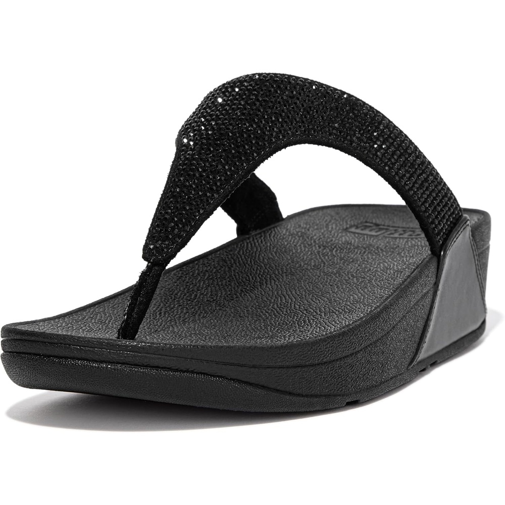image:imageFitFlop Womens Lulu Crystal Embellished ToePost SandalsAll Black