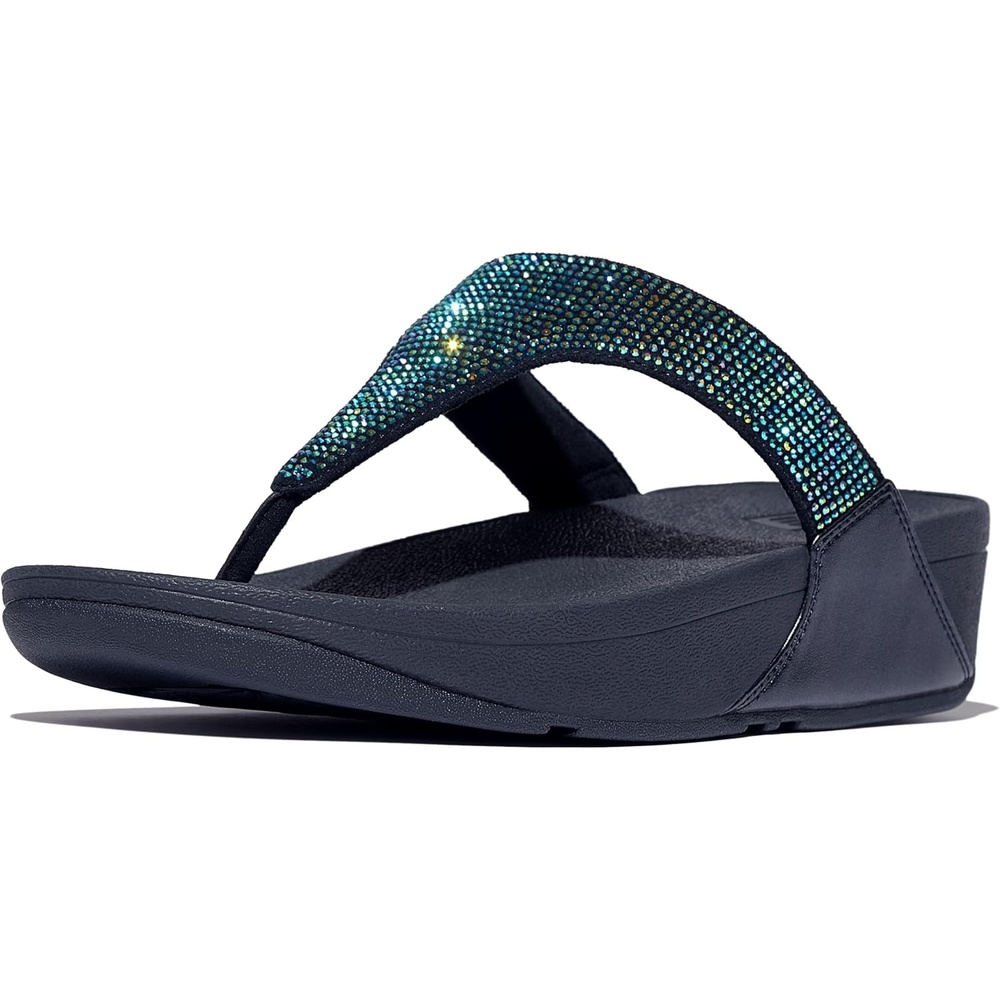 image:imageFitFlop Womens Lulu Crystal Embellished ToePost SandalsIridescent Navy