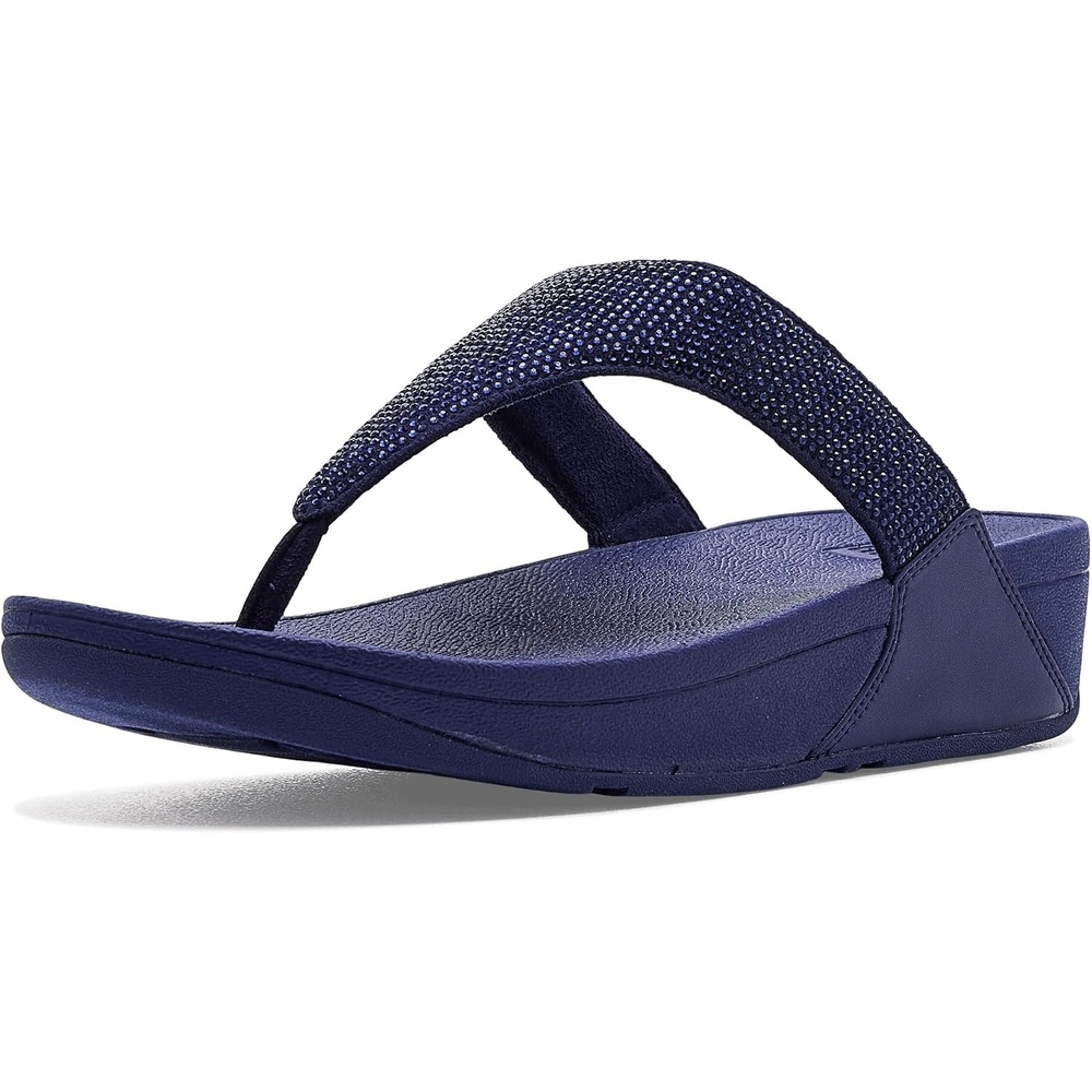 image:imageFitFlop Womens Lulu Crystal Embellished ToePost SandalsNightfall Blue