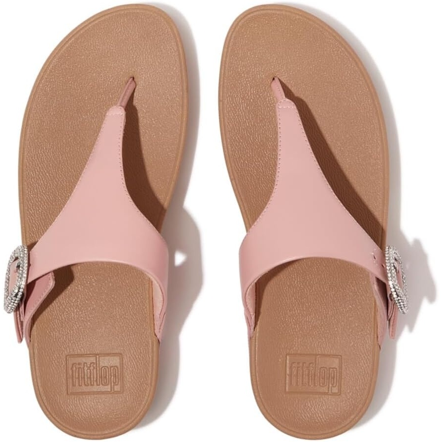 image:imageFitFlop Womens Lulu CrystalBuckle Leather ToePost SandalB48 Soft Blush
