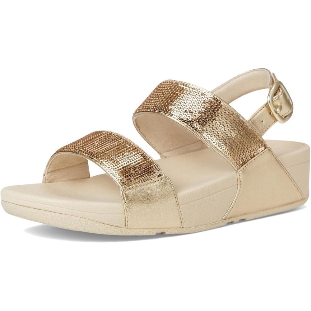 image:imageFitFlop Womens Lulu Sequin Slide Backstrap SandalPlatino