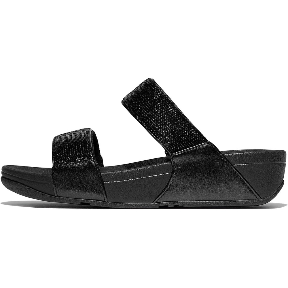 image:imageFitFlop Womens Lulu Sequin Slide SandalAll Black