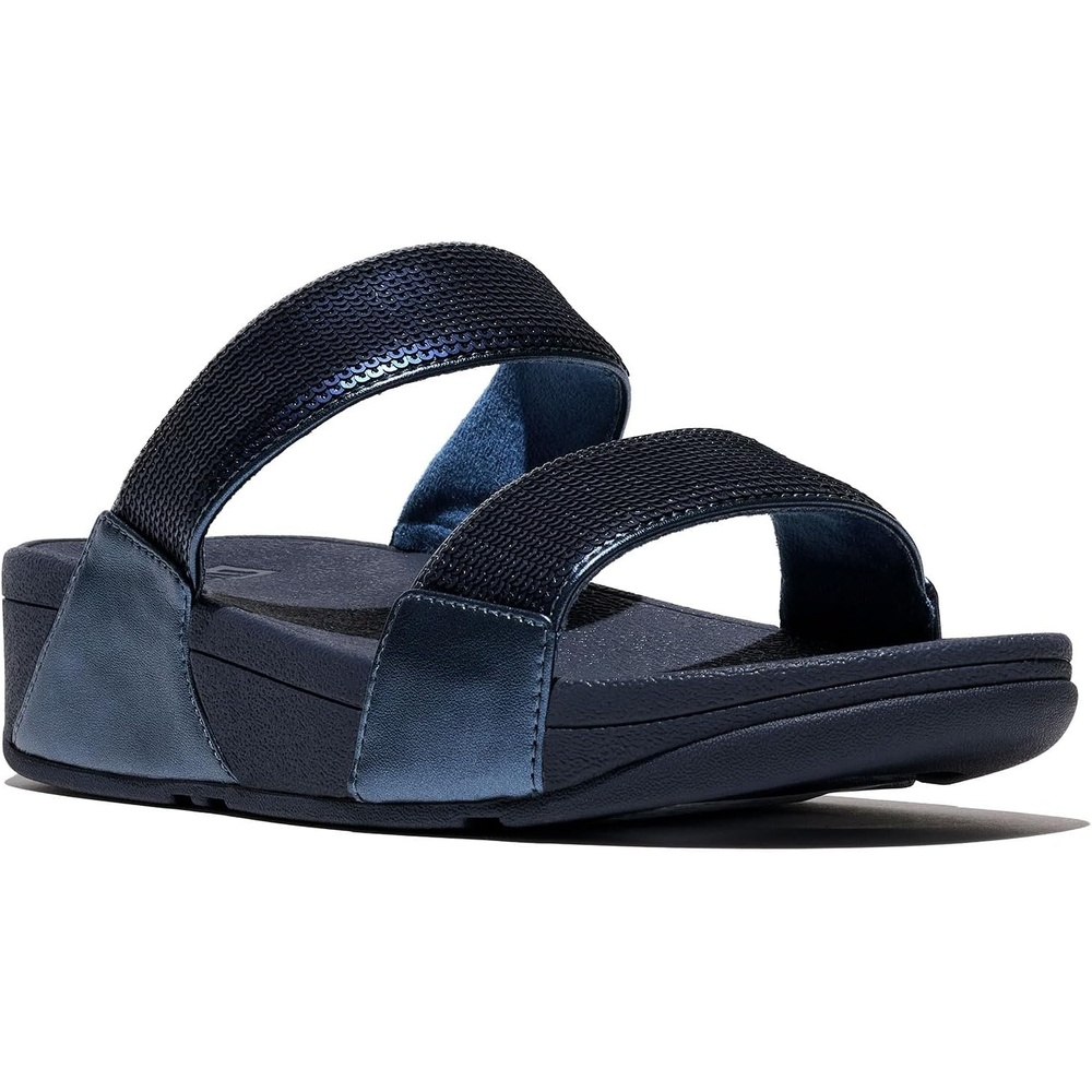 image:imageFitFlop Womens Lulu Sequin Slide SandalMetallic Cosmic Blu