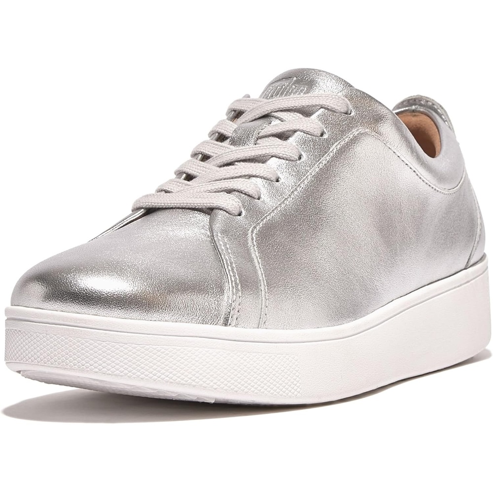image:imageFitFlop Womens Rally Leather SneakersSilver 2