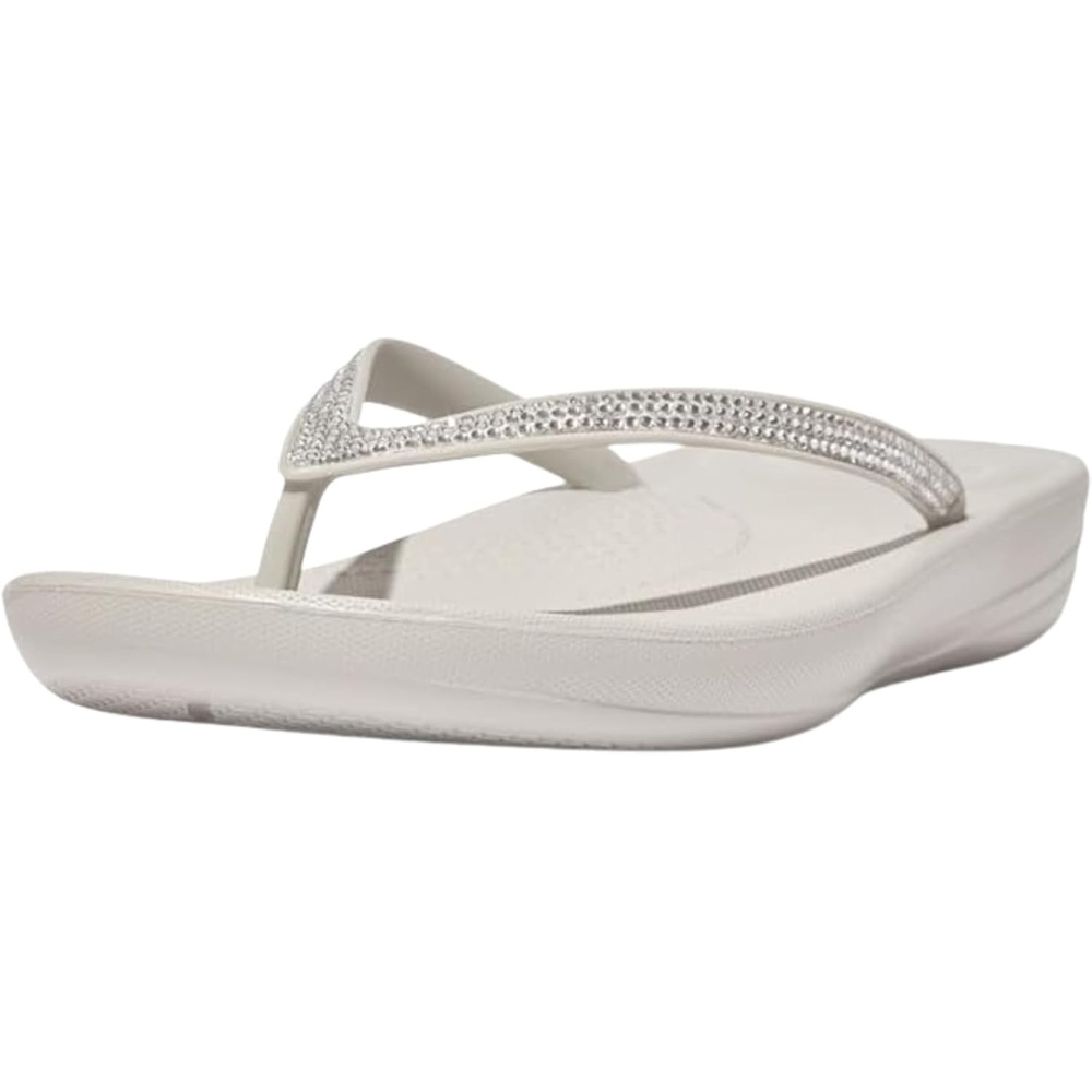 image:imageFitFlop Womens iQushion Sparkle Ergonomic Flip Flops for Walking Lightweight Waterproof Cushioned Thong Sandals for Women with Non Slip Bottom and Arch Support Lightweight Waterproof Walking Sandals wCushioned Comfort amp Arch SupportTiptoe Grey