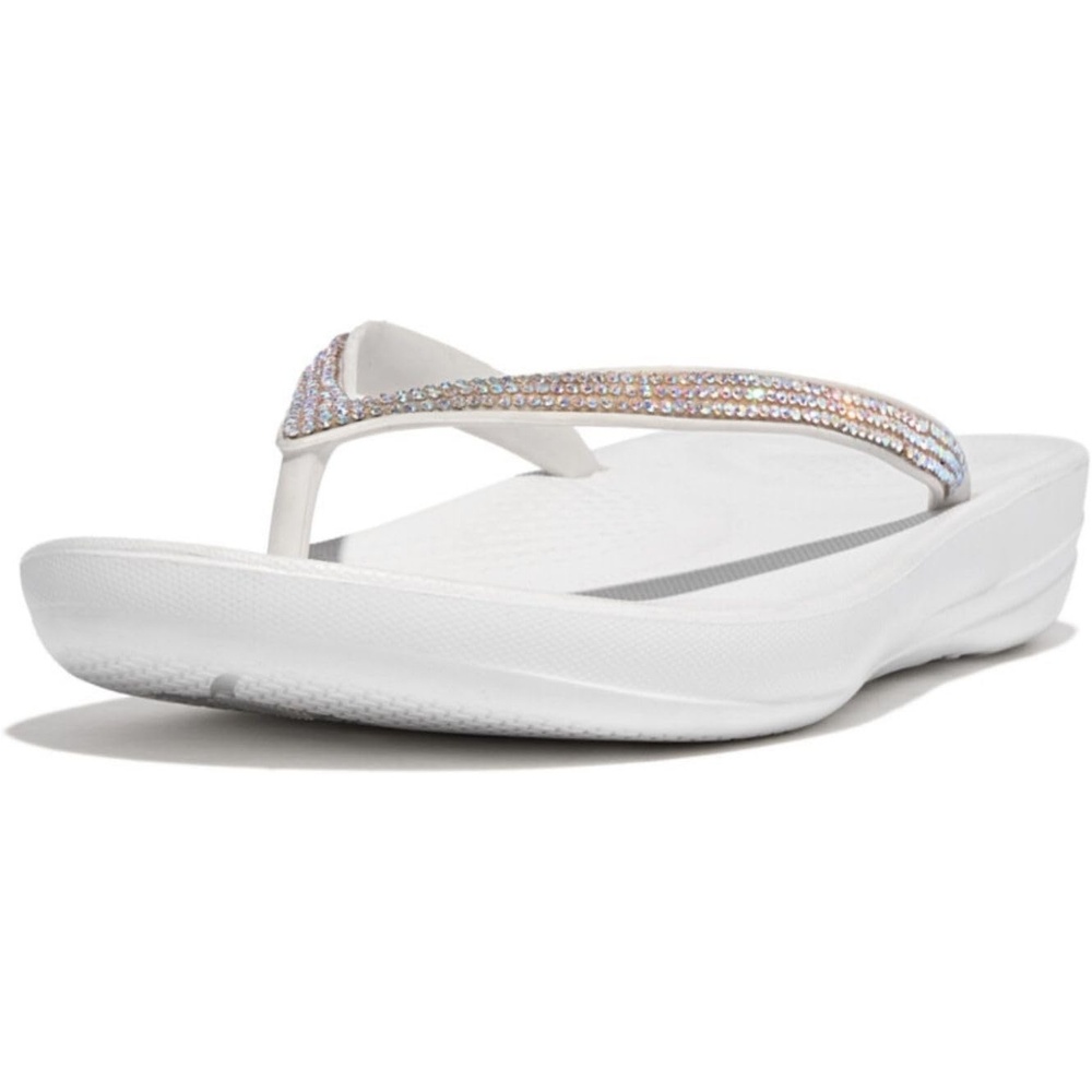 image:imageFitFlop Womens iQushion Sparkle Ergonomic Flip Flops for Walking Lightweight Waterproof Cushioned Thong Sandals for Women with Non Slip Bottom and Arch Support Lightweight Waterproof Walking Sandals wCushioned Comfort amp Arch SupportUrban White