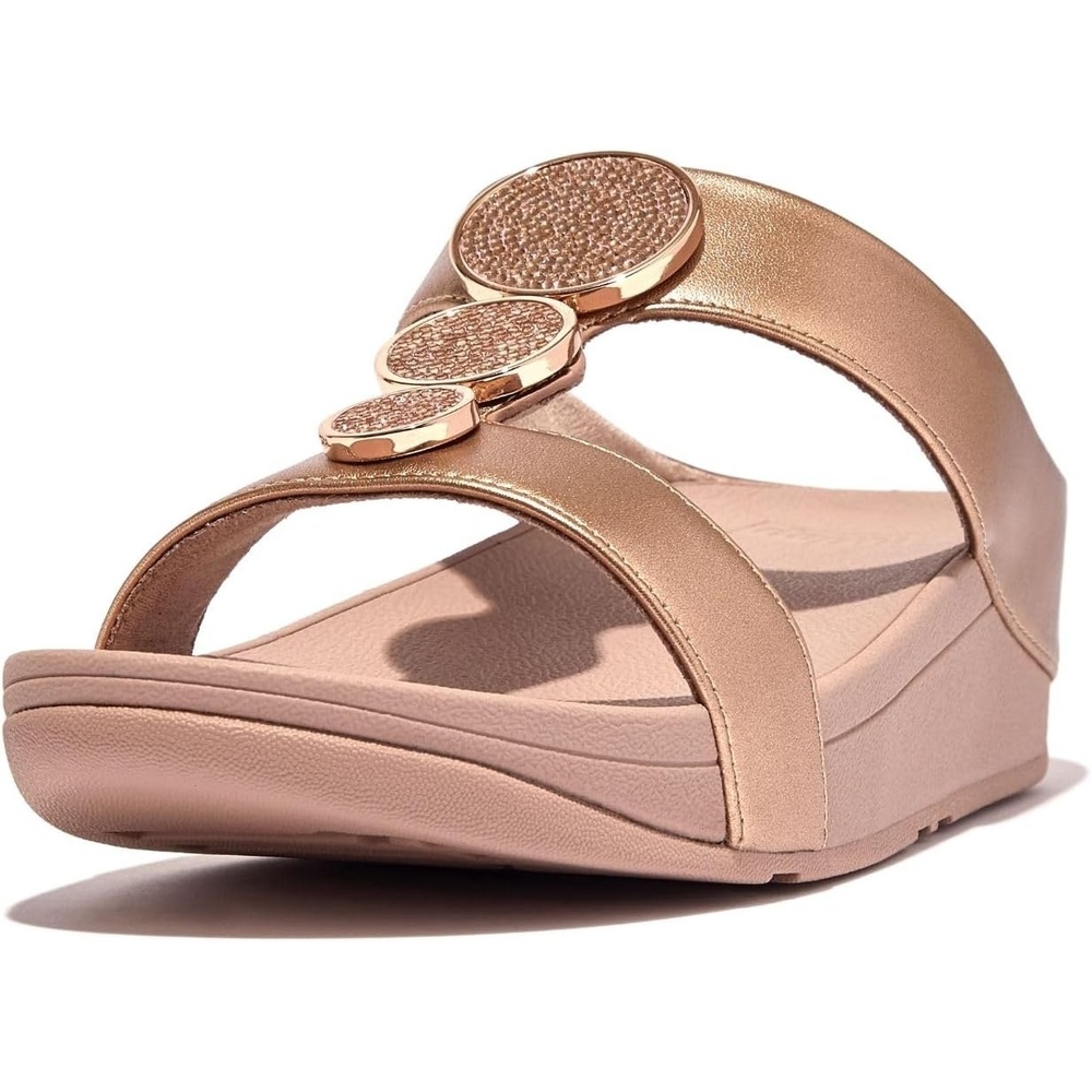 image:imageFitFlop womens Halo Beadcircle Metallic Hbar SlidesRose Gold