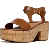 image:imageFitFlop Platfforms LeatherCork Heeled AnkleStrap SandalsDeep Tan