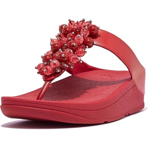 FitFlop Fino Bauble-Bead Toe-Post Sandals(Metallic Red)