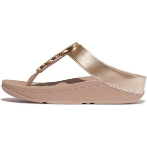 FitFlop Halo Bead-Circle Metallic Toe-Post Sandals(Metallic Latte Beige)