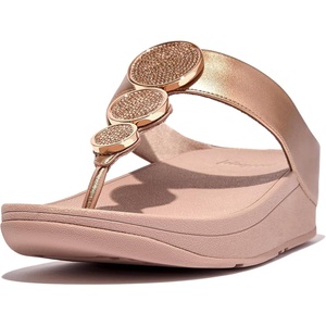 FitFlop Halo Bead-Circle Metallic Toe-Post Sandals(Rose Gold)