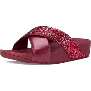 FitFlop Lulu Crystal-Mix Metallic Cross Slides(Luxe Plum)
