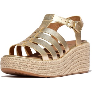 FitFlop Platfforms Espadrille Fisherman Wedge Sandals(Platino)
