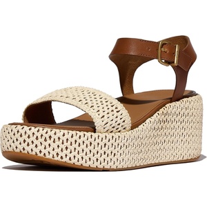 FitFlop Platfforms Woven Wedge Ankle-Strap Sandals(Deep Tan/Ivory)