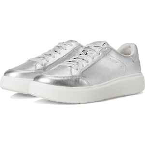FitFlop Rtg Metallic-Leather Sneakers(Silver)