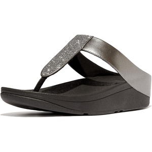 FitFlop Women’s FINO Glitterdust Metallic Toe Post Flip Flop Sandal(Black)