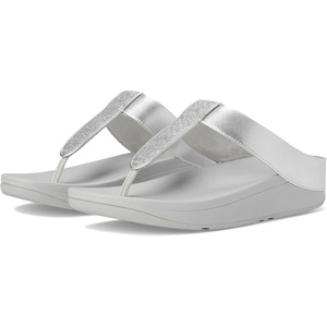 FitFlop Women’s FINO Glitterdust Metallic Toe Post Flip Flop Sandal(Silver)