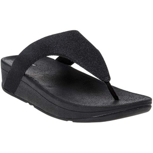 FitFlop Women’s LULU Suede Toe-Post Sandals | Lightweight Summer Walking Sandals with Cushioned Comfort, Arch Support & Grip(Black Black 001)