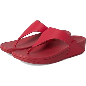FitFlop Women’s LULU Suede Toe-Post Sandals | Lightweight Summer Walking Sandals with Cushioned Comfort, Arch Support & Grip(Redberry)