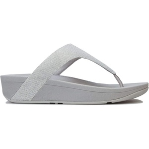 FitFlop Women’s LULU Suede Toe-Post Sandals | Lightweight Summer Walking Sandals with Cushioned Comfort, Arch Support & Grip(Silber Silver 011)