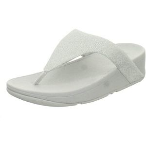 FitFlop Women’s LULU Suede Toe-Post Sandals | Lightweight Summer Walking Sandals with Cushioned Comfort, Arch Support & Grip(Silver Silver 011)