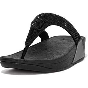 FitFlop Women’s Lulu Crystal Embellished Toe-Post Sandals(All Black)