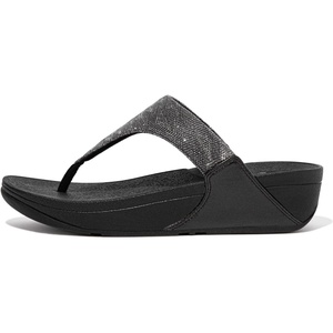 FitFlop Women’s Lulu Glitz Toe-Post Sandal(All Black)