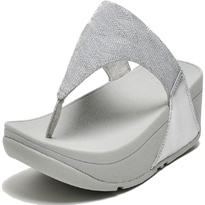 FitFlop Women’s Lulu Glitz Toe-Post Sandal(Silver)